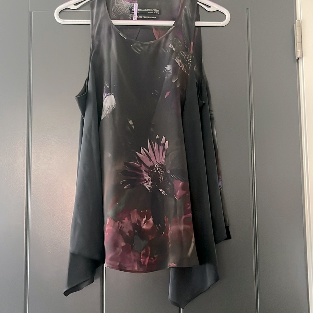 All Saints 100% silk tank top, printed in Italy, beautiful, unique pattern, Sz 8